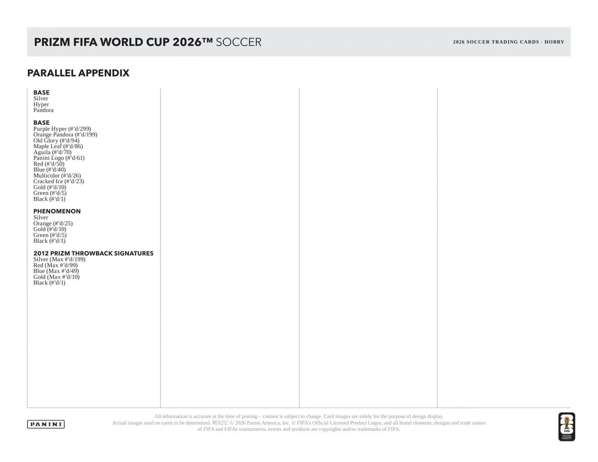 2026 Panini Prizm FIFA World Cup Fußball Mega Box