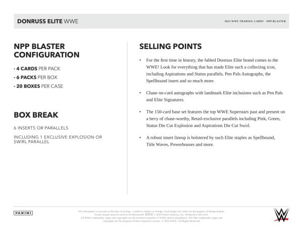 2023 Panini Donruss Elite WWE Wrestling Blaster Box - Sealed nach Hause