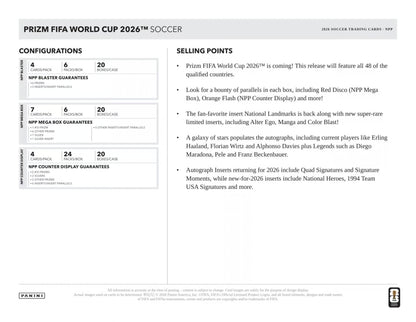 2026 Panini Prizm FIFA World Cup Fußball Mega Box
