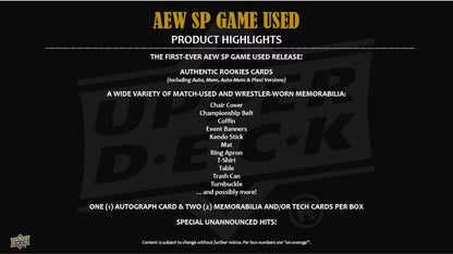 2025 Upper Deck AEW SP Game Used All Elite Wrestling Hobby Box